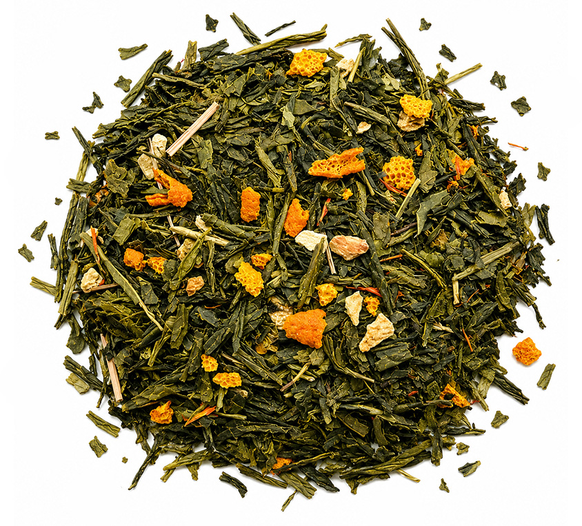 Green Earl Grey Leo Tea – zielona herbata z bergamotką, pomarańczą, trawą cytrynową i kwiatem słonecznika